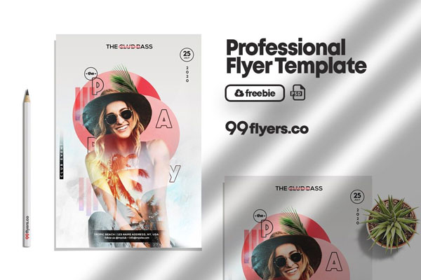 Modern Tropical Summer Party Flyer Template FREE PSD