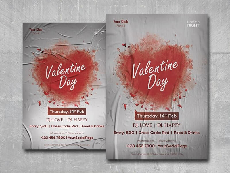 Modern Valentine's Day Party Flyer Template Free Download | Resource Boy