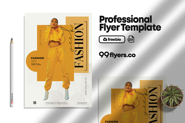 Mustard, White, Minimal Fashion Flyer Template FREE PSD