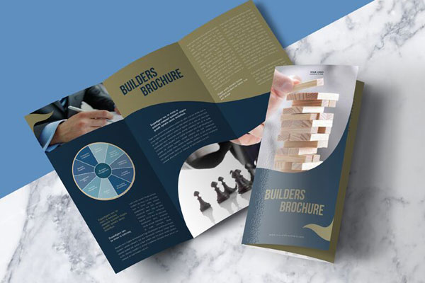 Open and Closed Tri-Fold Brochure on a Marble Surface Mockup FREE PSD