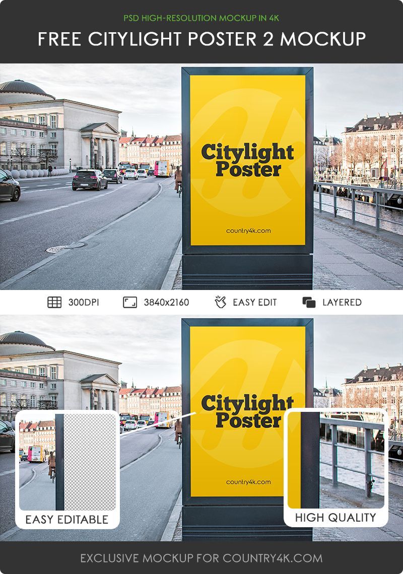 Outdoor Citylight Poster Mockup FREE PSD