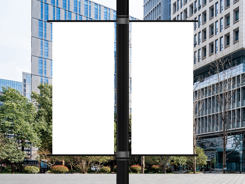 Outdoor Lamp Post Banners Mockup FREE PSD