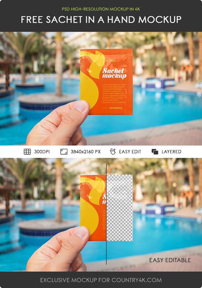 Outdoor Sachet in a Hand Mockup FREE PSD
