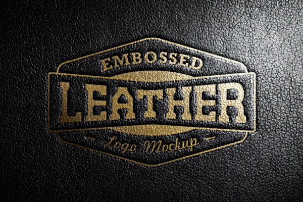 Overhead View of Embossed Logo on Leather Mockup FREE PSD