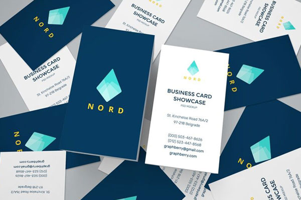 Overhead View of Scattered Business Cards Mockup FREE PSD
