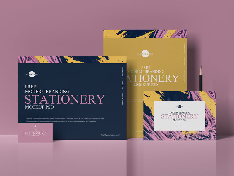Pack of Modern Branding Stationery Mockup FREE PSD