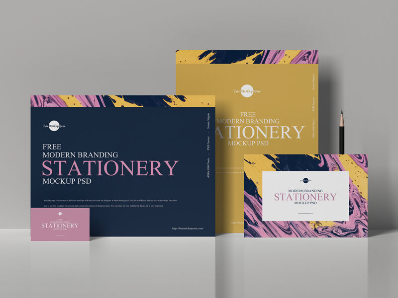 Pack of Modern Branding Stationery Mockup FREE PSD