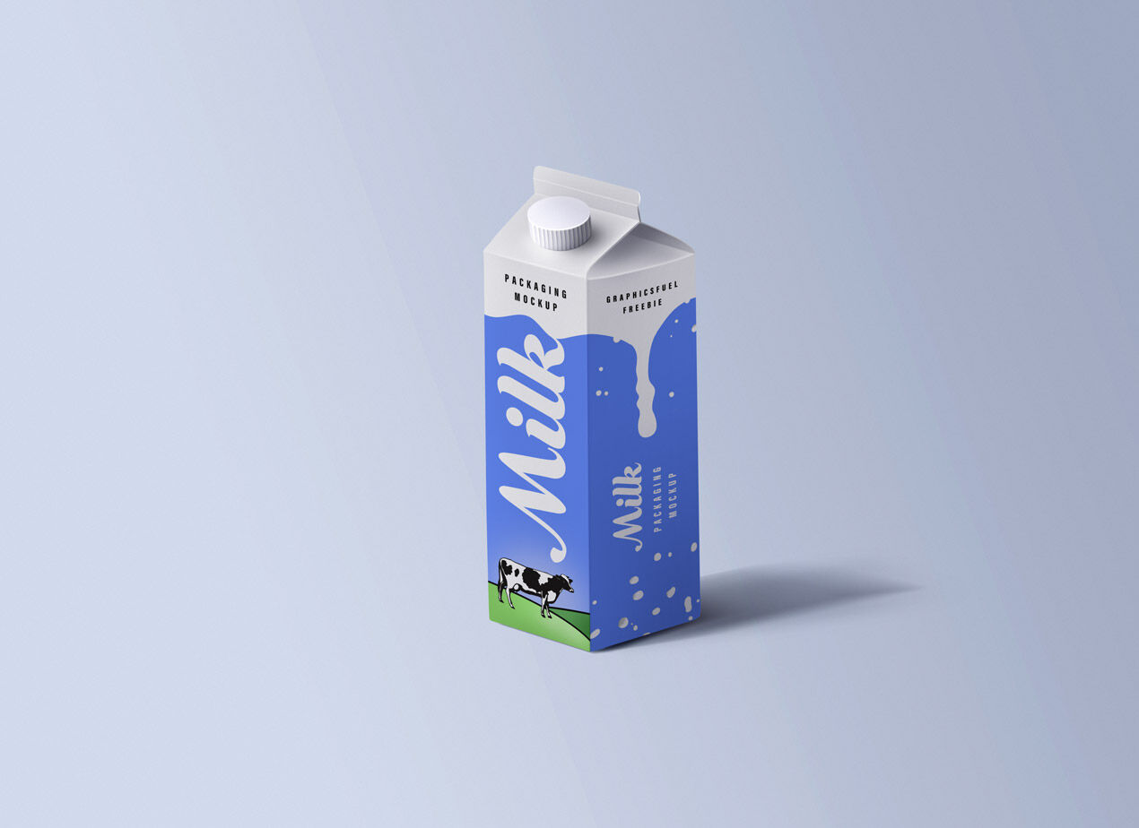 Perspective Milk Carton Packaging Mockup FREE PSD