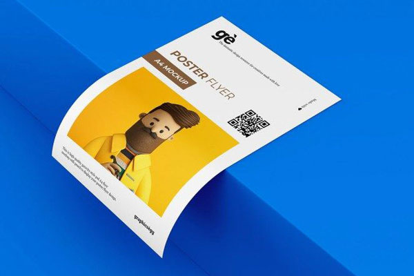 Perspective View Curved A4 Flyer Mockup FREE PSD
