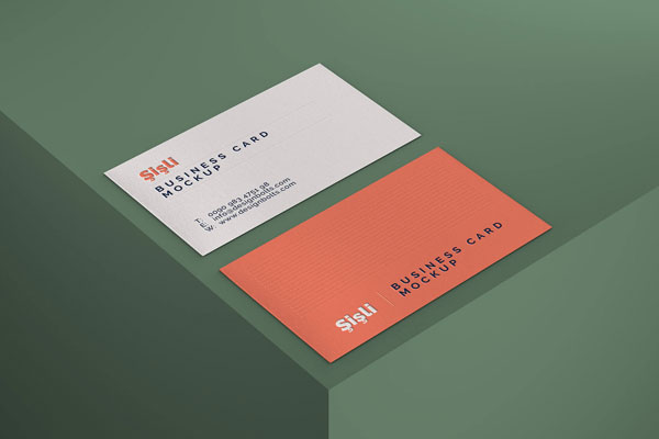 Perspective View Mockup of Two Business Cards in the Corner FREE PSD