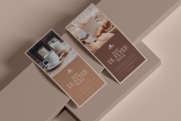 Perspective View Mockup of Two DL Size Flyers FREE PSD