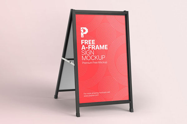 Perspective View of A-Frame Sign Mockup FREE PSD