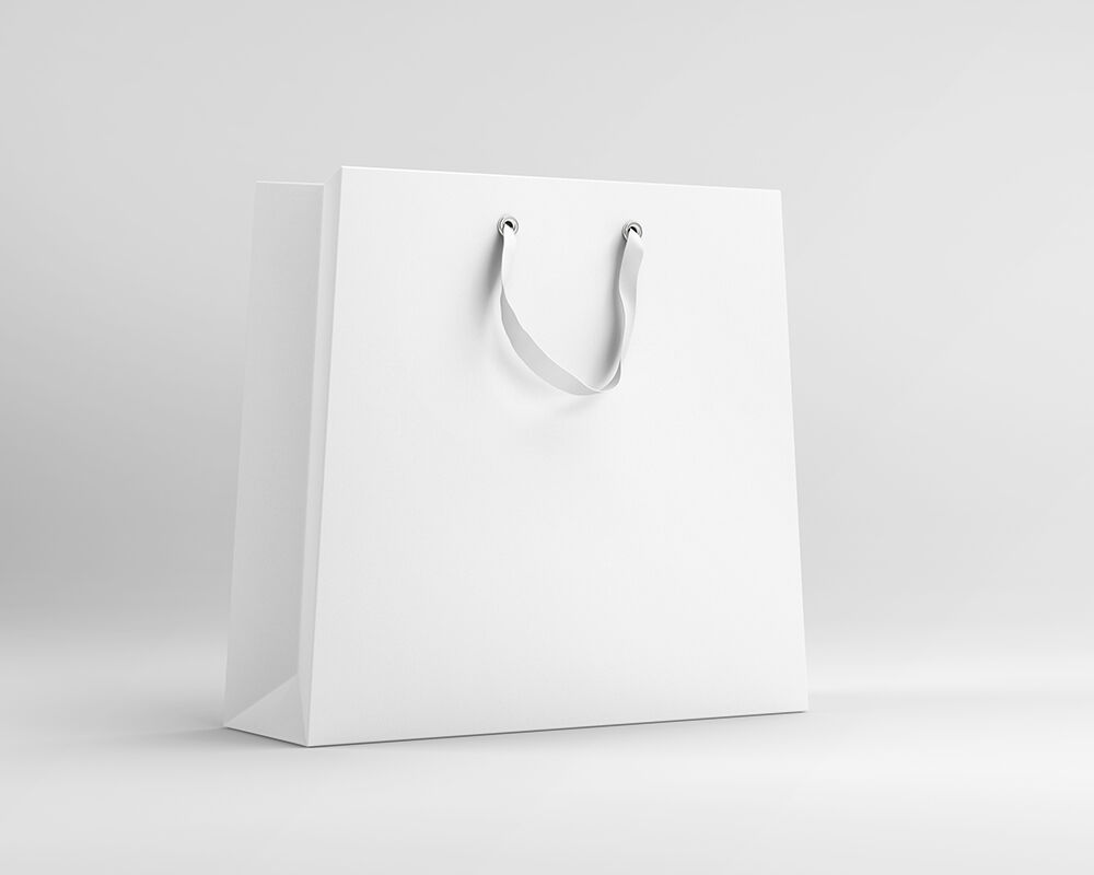 Perspective View of a Single Paper Shopping Bag Mockup FREE PSD