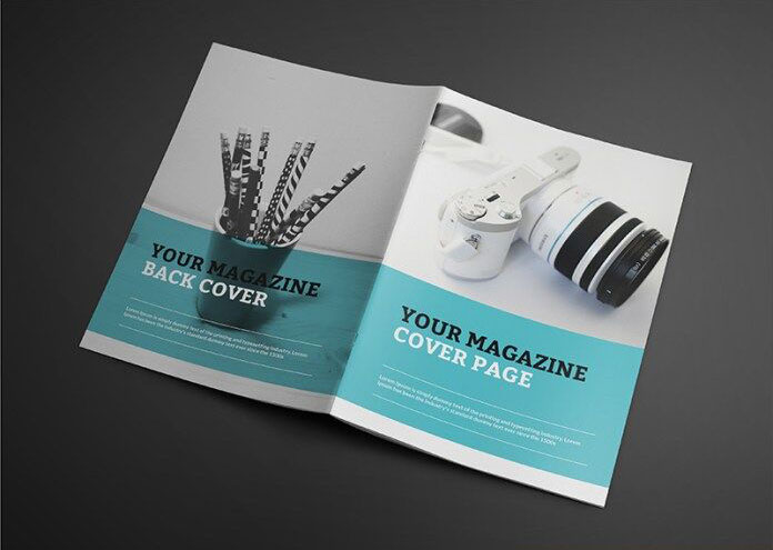 Perspective View of Catalog Magazine Cover Mockup FREE PSD