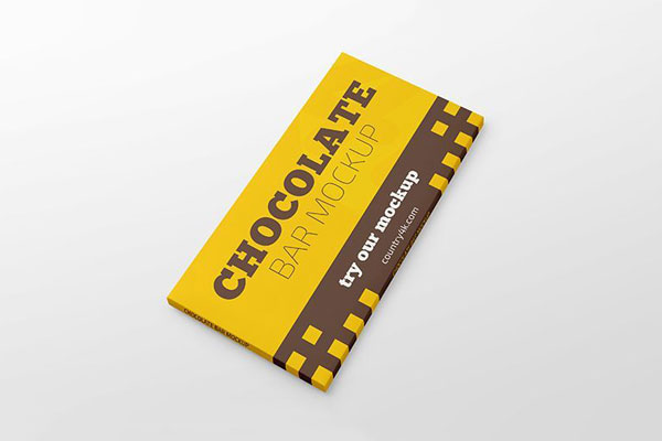 Perspective View of Chocolate Bar Mockup FREE PSD