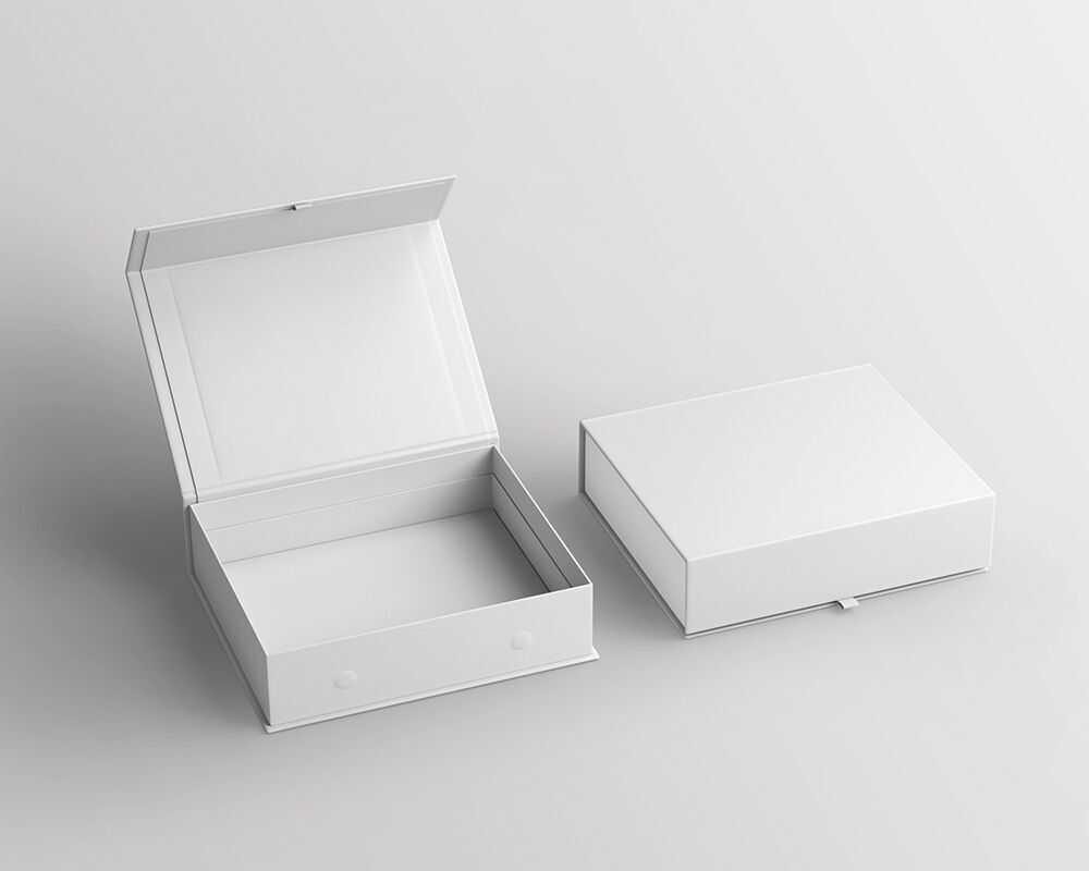 Perspective View of Opened and Closed Magnetic Gift Boxes Mockup FREE PSD