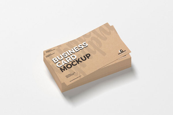 Perspective View of Single Stack of Kraft Business Cards Mockup FREE PSD