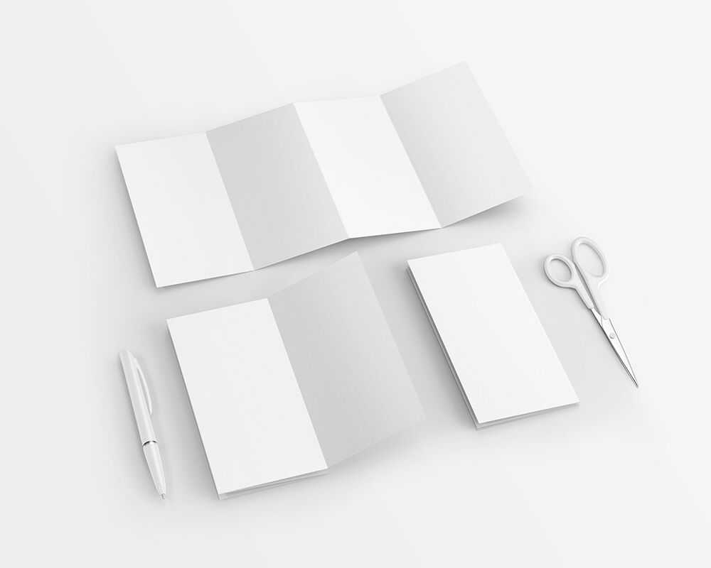 Perspective View of Three 4 Fold Brochure Mockup FREE PSD