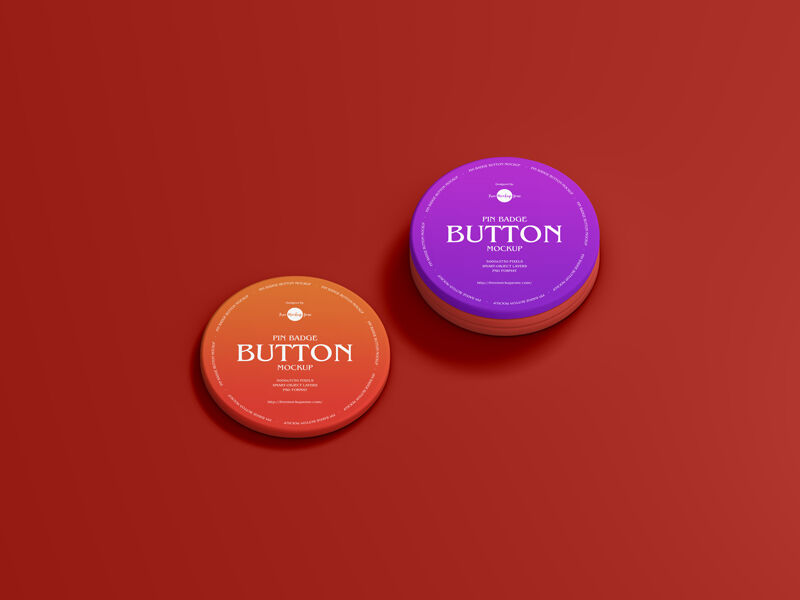 Perspective View of Three Button Badge Mockup FREE PSD