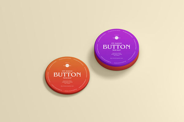Perspective View of Three Button Badge Mockup FREE PSD