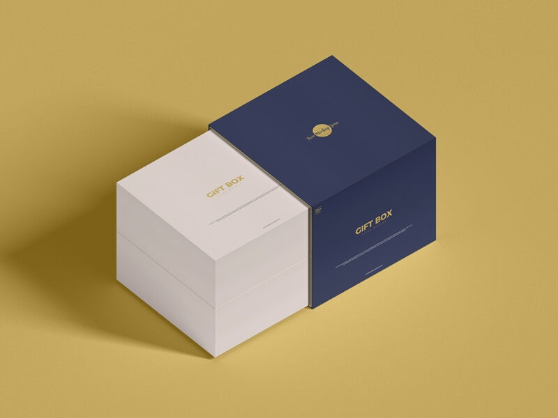 Perspective View Slide Gift Box Mockup in Plain Setting FREE PSD