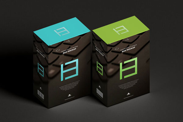 Perspective View Standing Modern Product Package Boxes Mockup FREE PSD