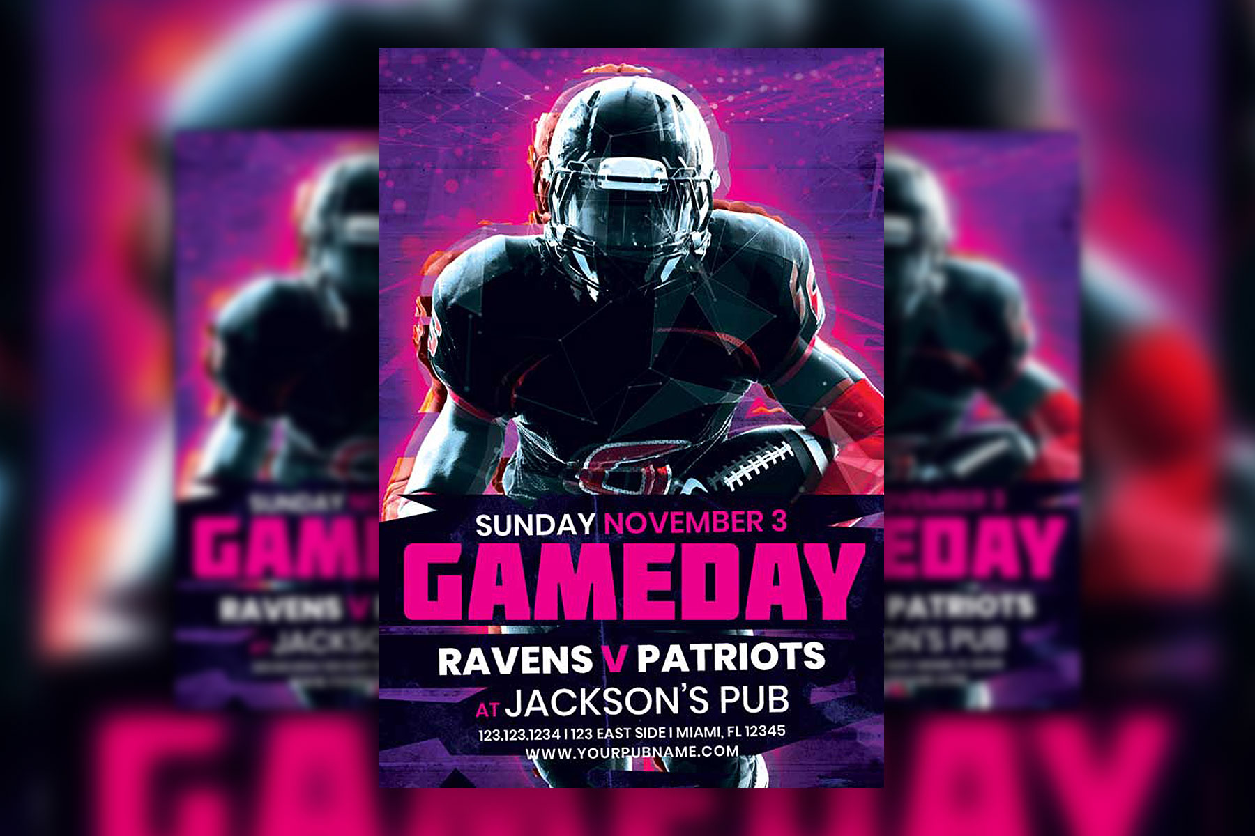 Pink and Purple Football Game Day Flyer Template (FREE) Resource Boy