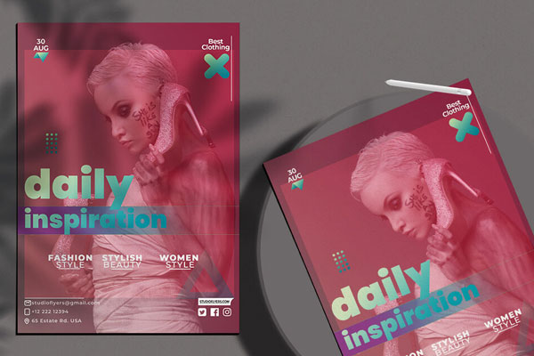 Pink Modern Fashion Flyer Template FREE PSD