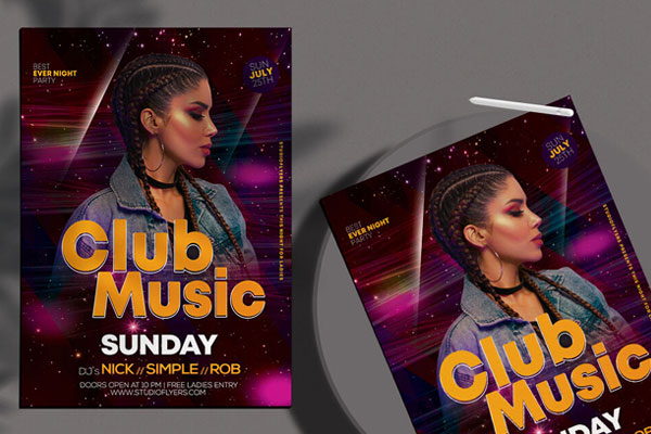 Purple Futuristic Night Party Flyer Template FREE PSD