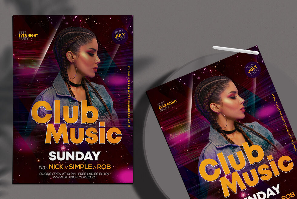 Purple Futuristic Night Party Flyer Template FREE PSD