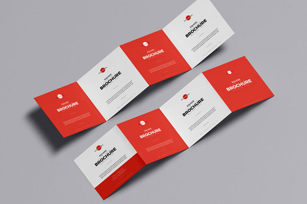 Realistic Square Four-fold Brochure Mockup FREE PSD