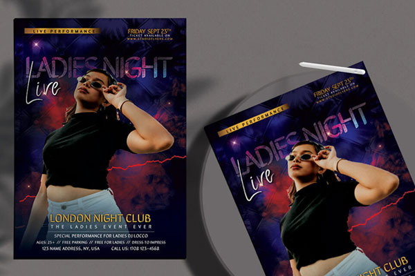 Red and Blue Modern Party Flyer Template FREE PSD