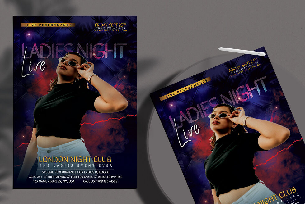 Red and Blue Modern Party Flyer Template FREE PSD