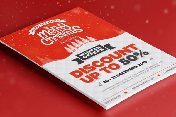 Red and White Christmas Party Flyer Template FREE PSD