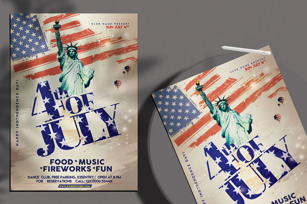 Retro 4th of July Flyer Template FREE PSD