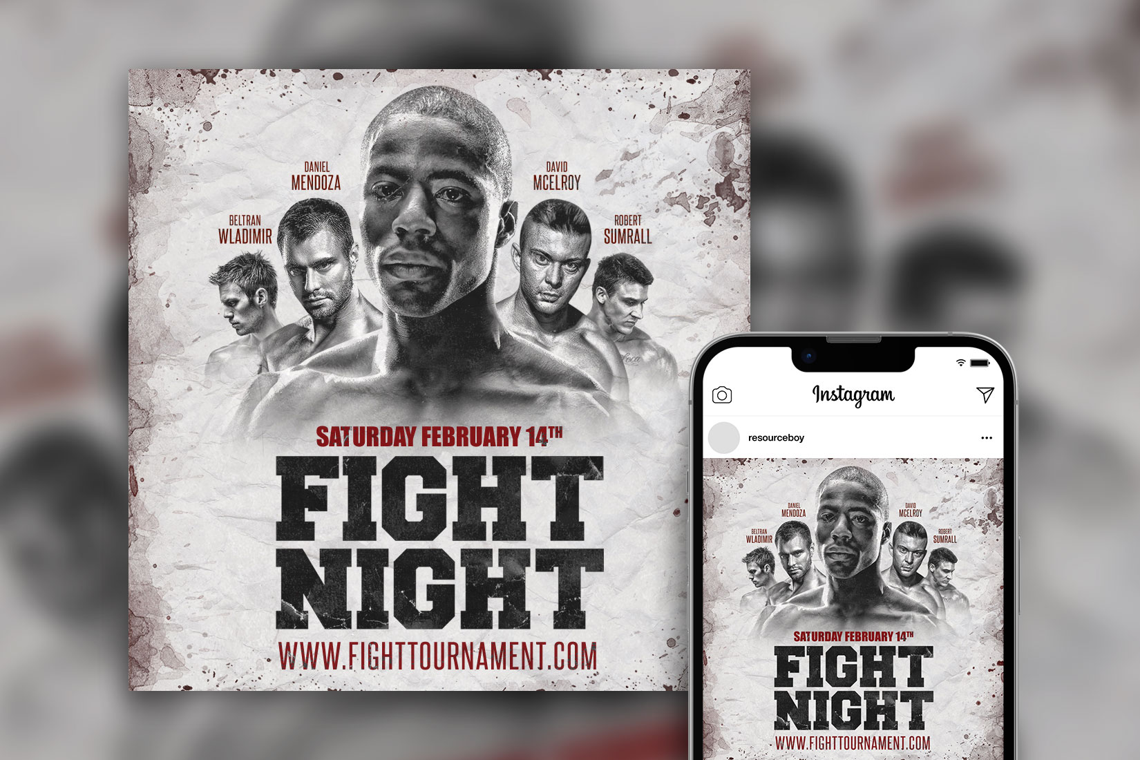 Retro Border Bold Fight Night Instagram Post Template