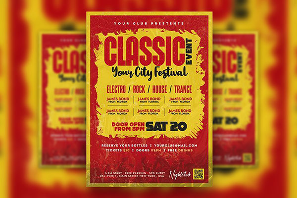 Retro Border Classic Music Event Flyer Template FREE PSD