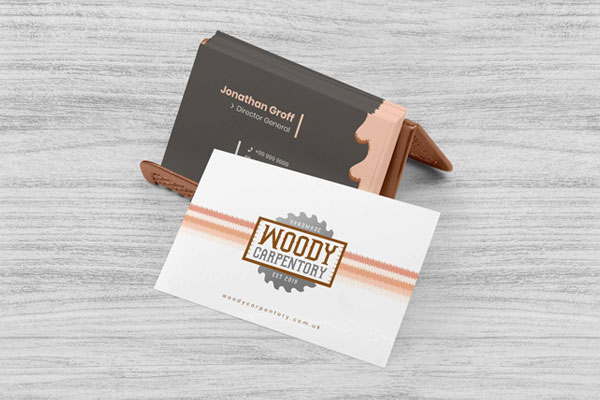 Side Angle Business Cards on Holder Mockup FREE PSD