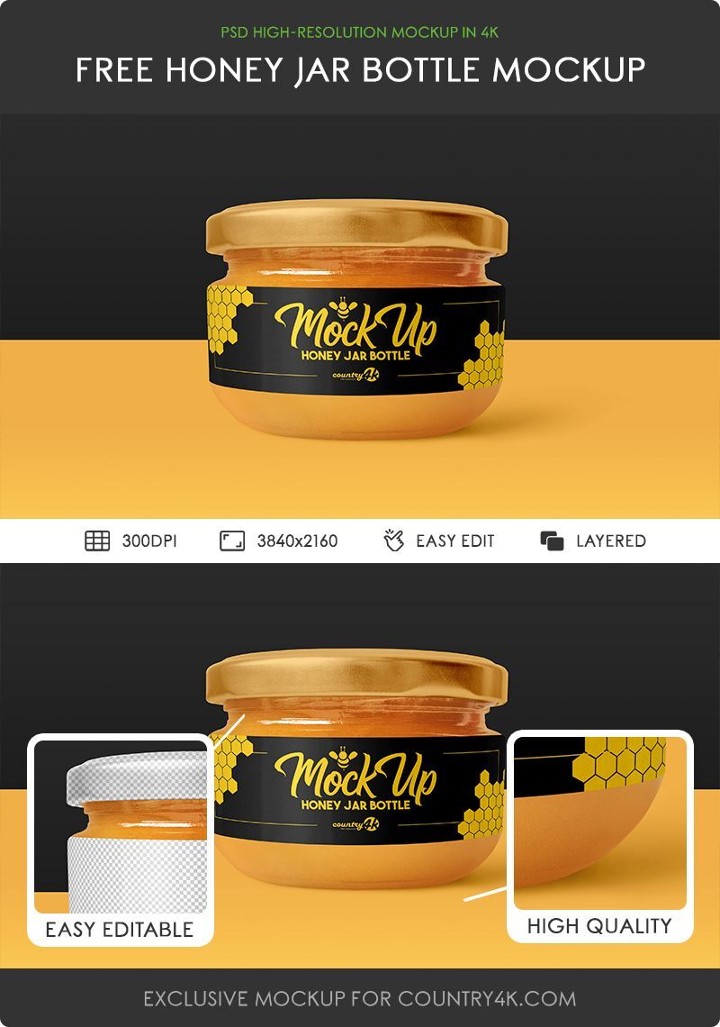 Side View Honey Jar Mockup Free Download | Resource Boy