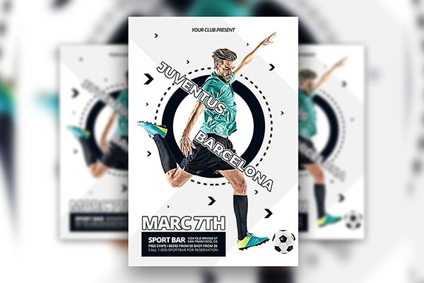 Simple and Circle Soccer Flyer Template FREE PSD