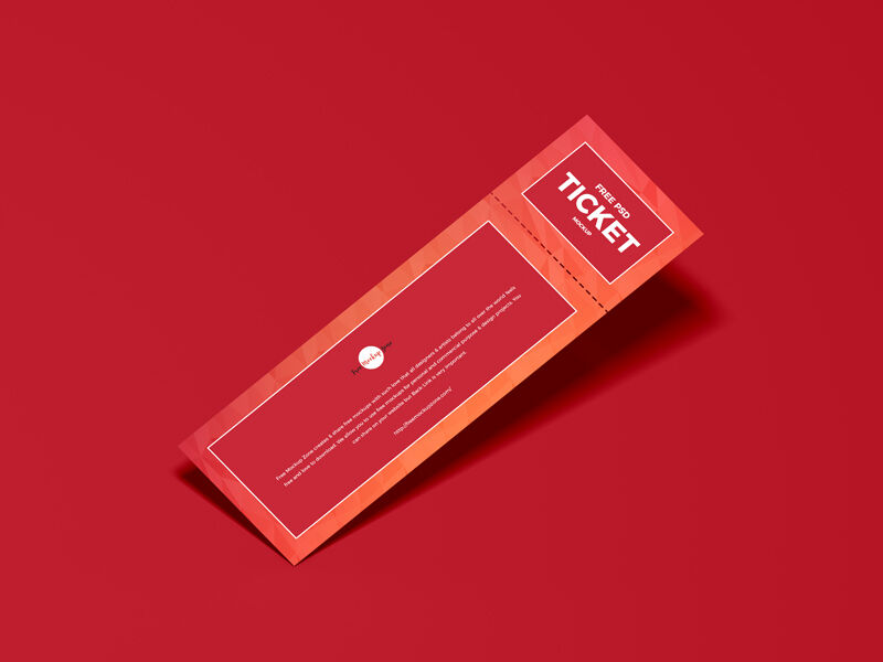 Simple Detachable Event Ticket Mockup FREE PSD