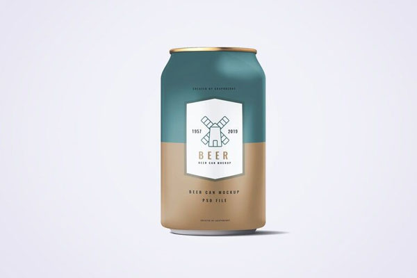 Soda\ Beer Can Mockup Standing in Front View FREE PSD