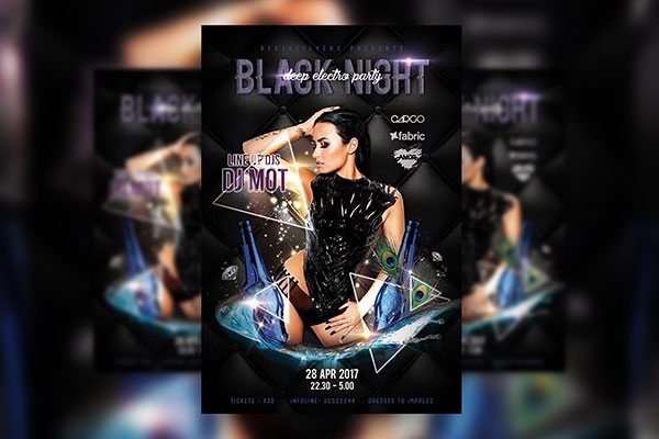 Sparkly Modern Night Party Flyer Template FREE PSD