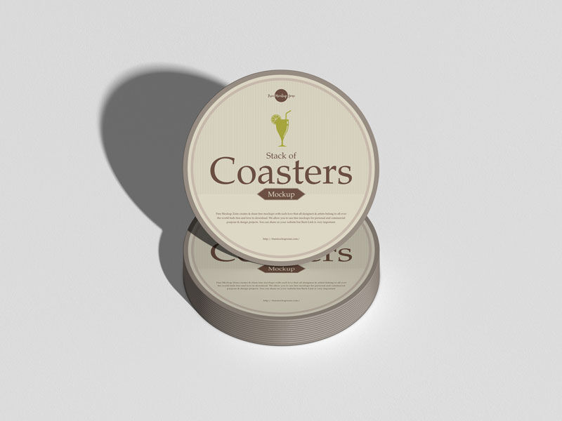Stack Of Round Coasters Mockup FREE PSD