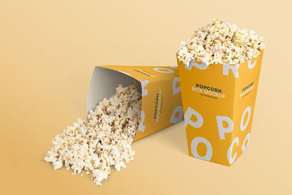 Standing and Laid on the Ground Popcorn Boxes Mockup FREE PSD