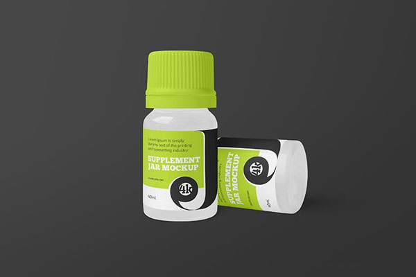 Standing and Laid on the Ground Supplement Jars Mockup FREE PSD
