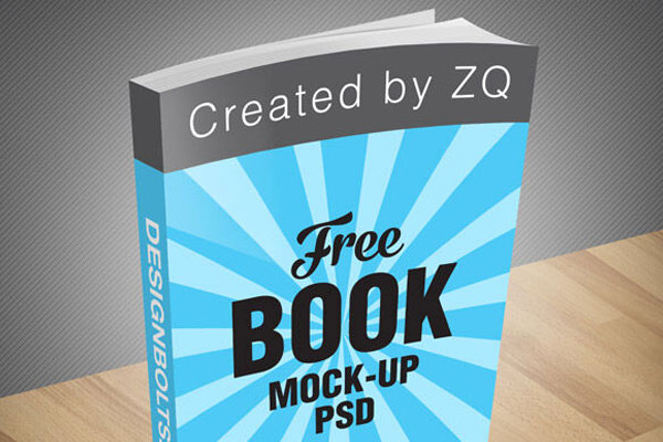 Standing Book Cover Mockup on Wooden Board FREE PSD
