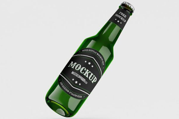 Three Green Beer Bottle with Neck Label Mockups FREE PSD
