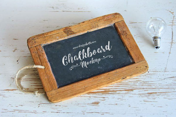 Top Side View of Chalkboard Frame Mockup for Lettering Typography FREE PSD