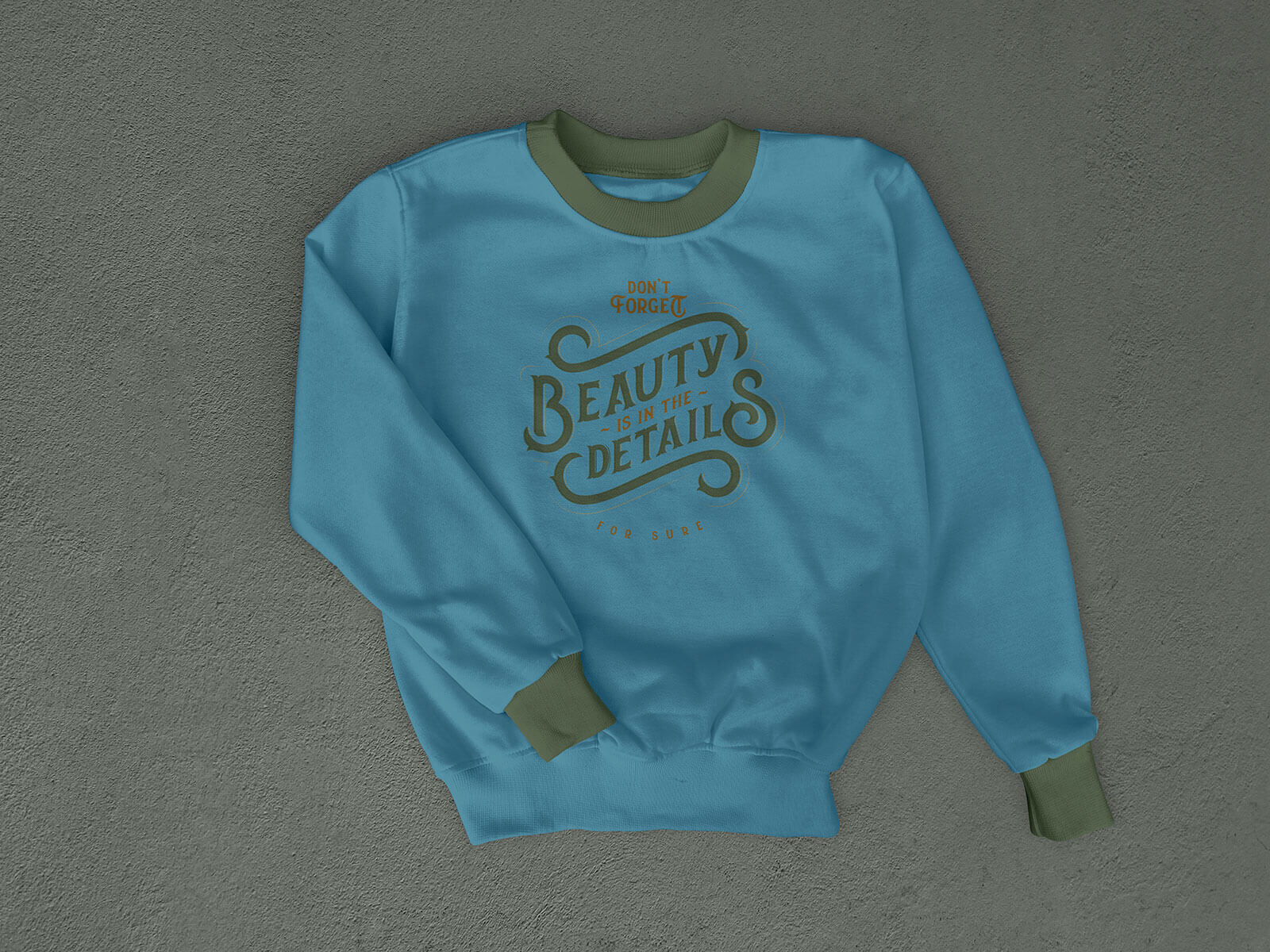 Top View of a Long-Sleeved Crew Neck Sweatshirt Mockup FREE PSD